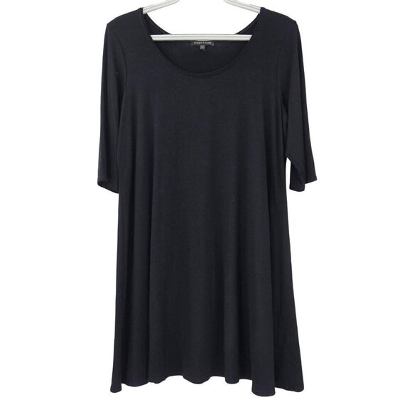 Eileen Fisher Jersey Knit Scoop Neck Tunic Top Black Women’s Size M Minimalist - Picture 1 of 9